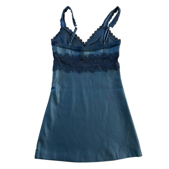 Y2K Faux Black Leather Lace Babydoll Mini Dress Small Dark Romance Whimsigoth - Picture 3 of 8